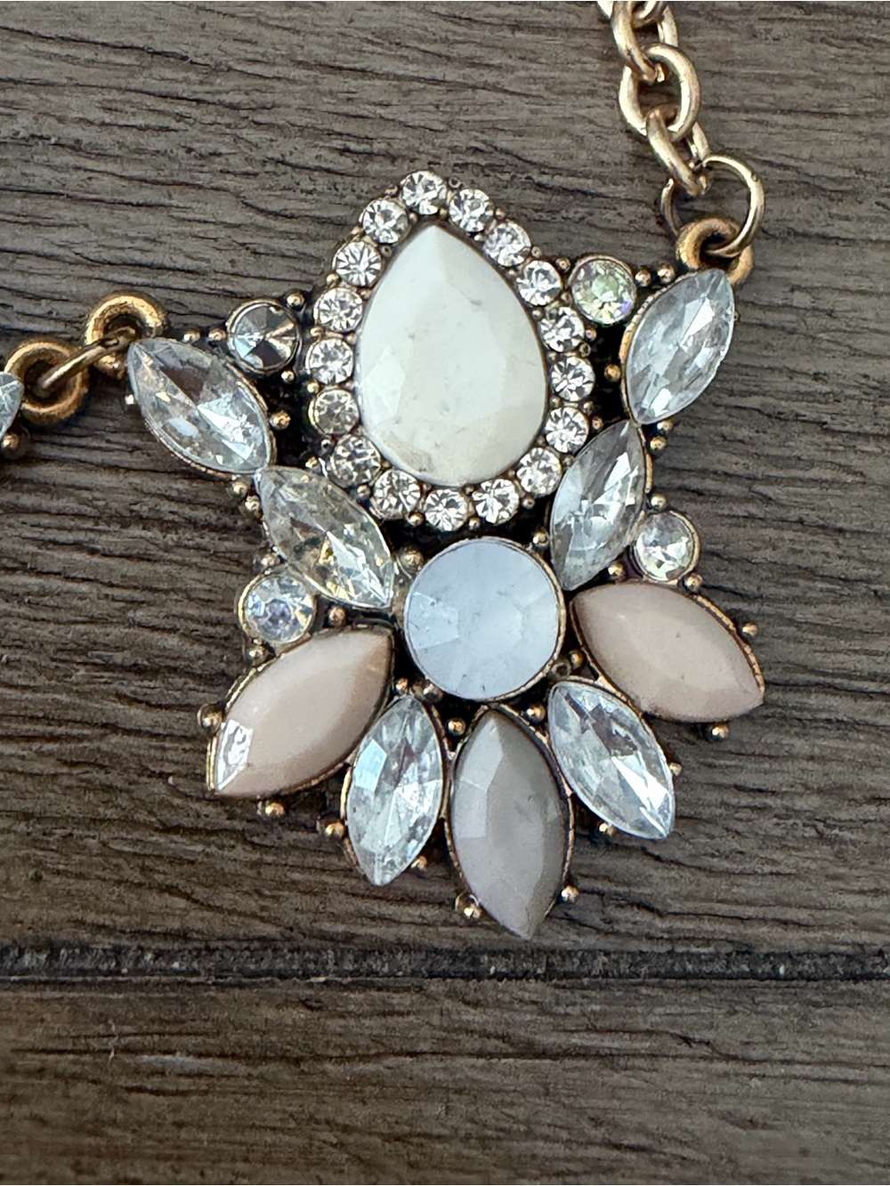 Gold Statement Necklace with Stone Accents - Picture 4 of 4